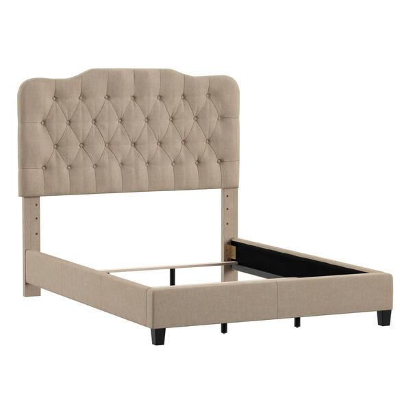 Molly Beige Adjustable Diamond Tufted Camel Back Queen Bed, image 4